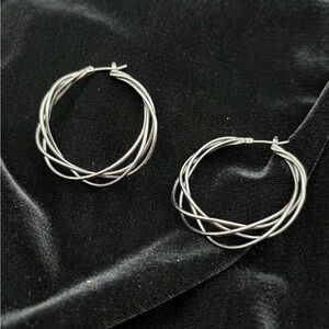 Elegant Dark Silver Hoop Earrings